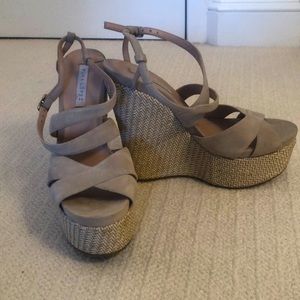 Puta Lopez 4 inch wedge sandals in Taupe suede.